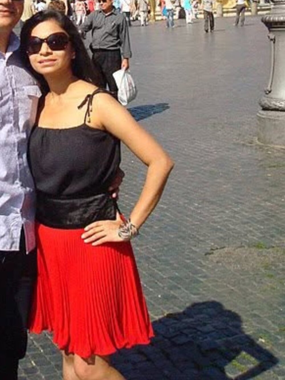Elegant Red Pleated Skirt